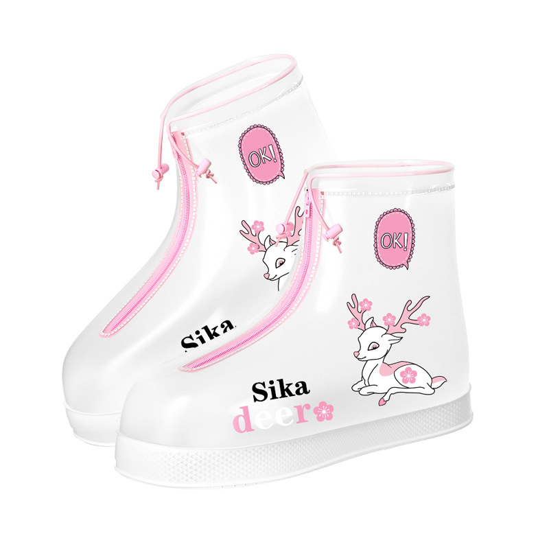 Children's Rain Shoe Cover Waterproof Non-slip Thickened Wear-resistant Bottom Rain-proof Boys' and Girls' Students Outdoor Rain Foot Cover Rain Boots