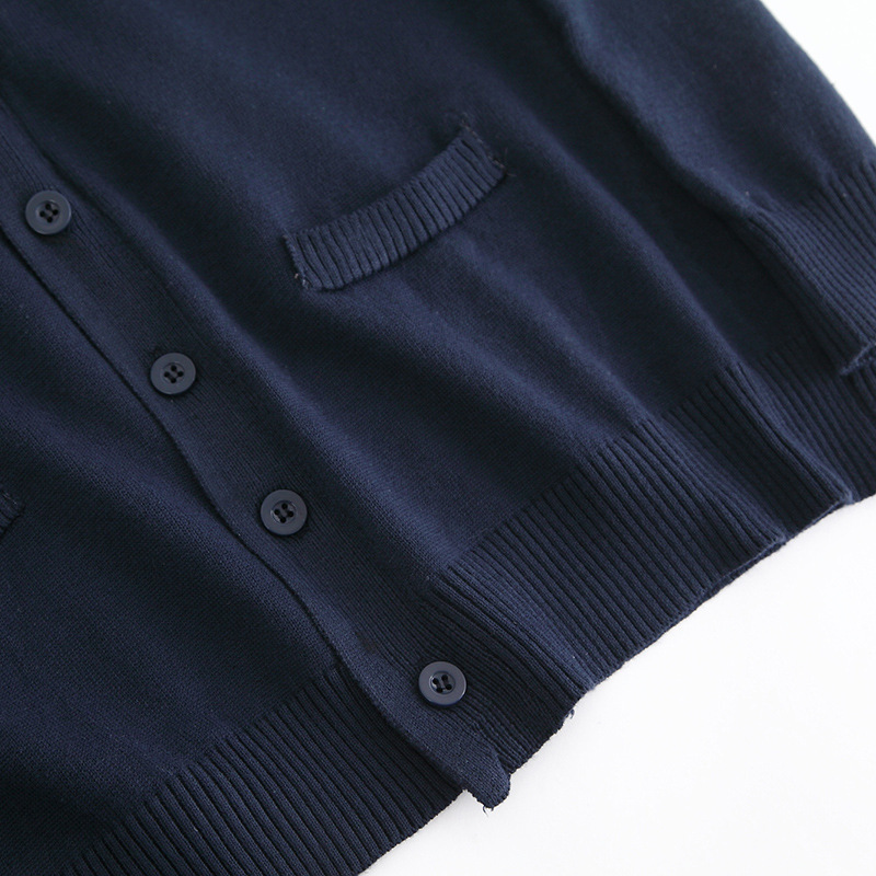 Jk Uniform Sweater in stock Japanese Couple Uniform Cardigan Student Uniform Knitted Sweater for Women Autumn navy blue