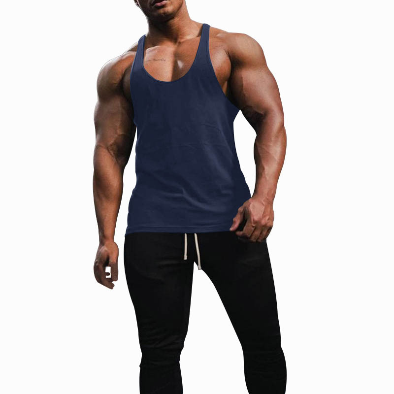 Cross-border AliExpress Men's Vest Breathable Slim Solid Color Summer Youth Sports Fitness Hurdle Sleeveless Base Shirt