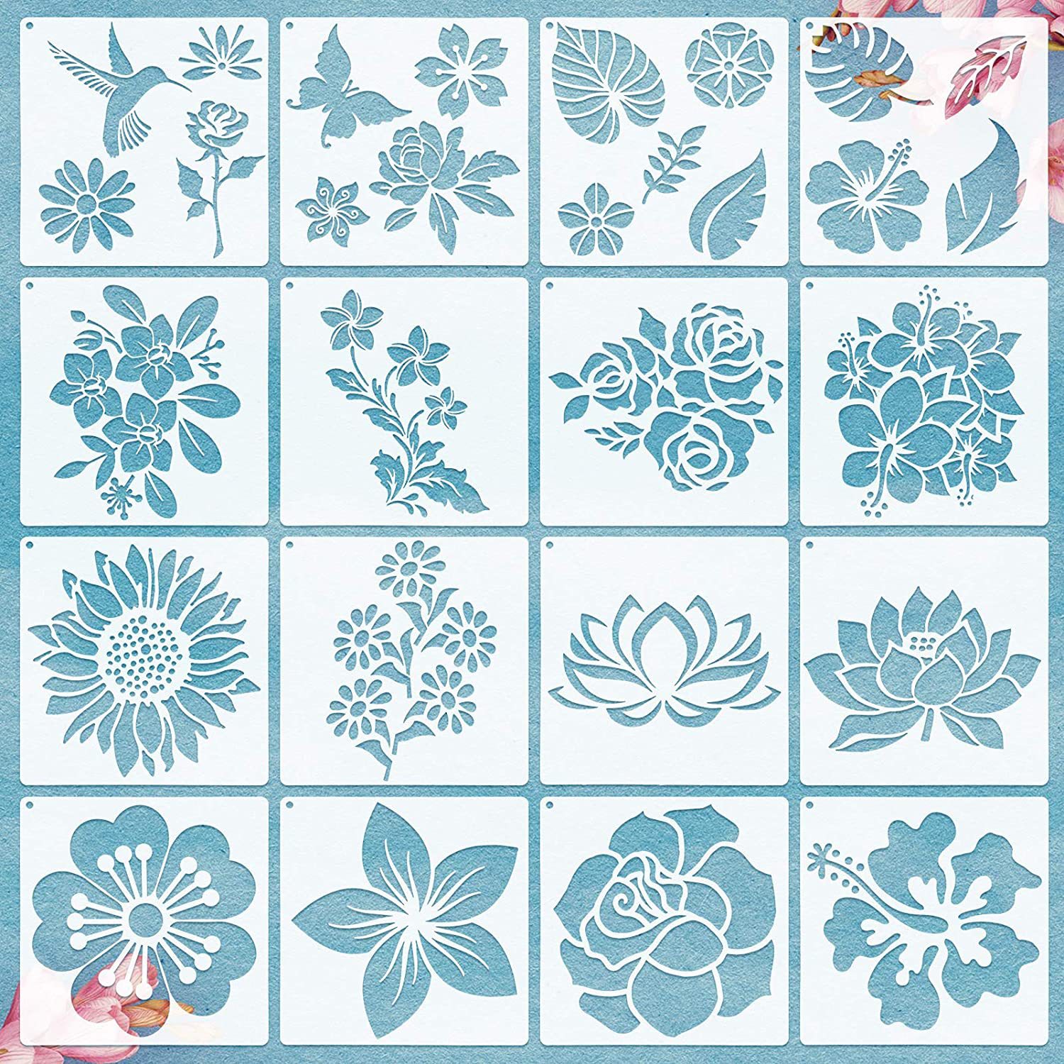 Cross-border support small batch wholesale Amazon hot selling DIY flower plant new suit hollow painting Template
