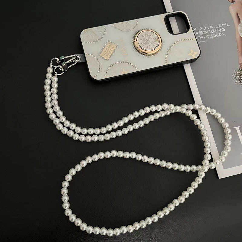 Elegant Pearl Hanging Neck Chain diy Mobile Phone Case Crossbody Chain Handmade Beaded Wrist Rope Universal Mobile Phone Gasket