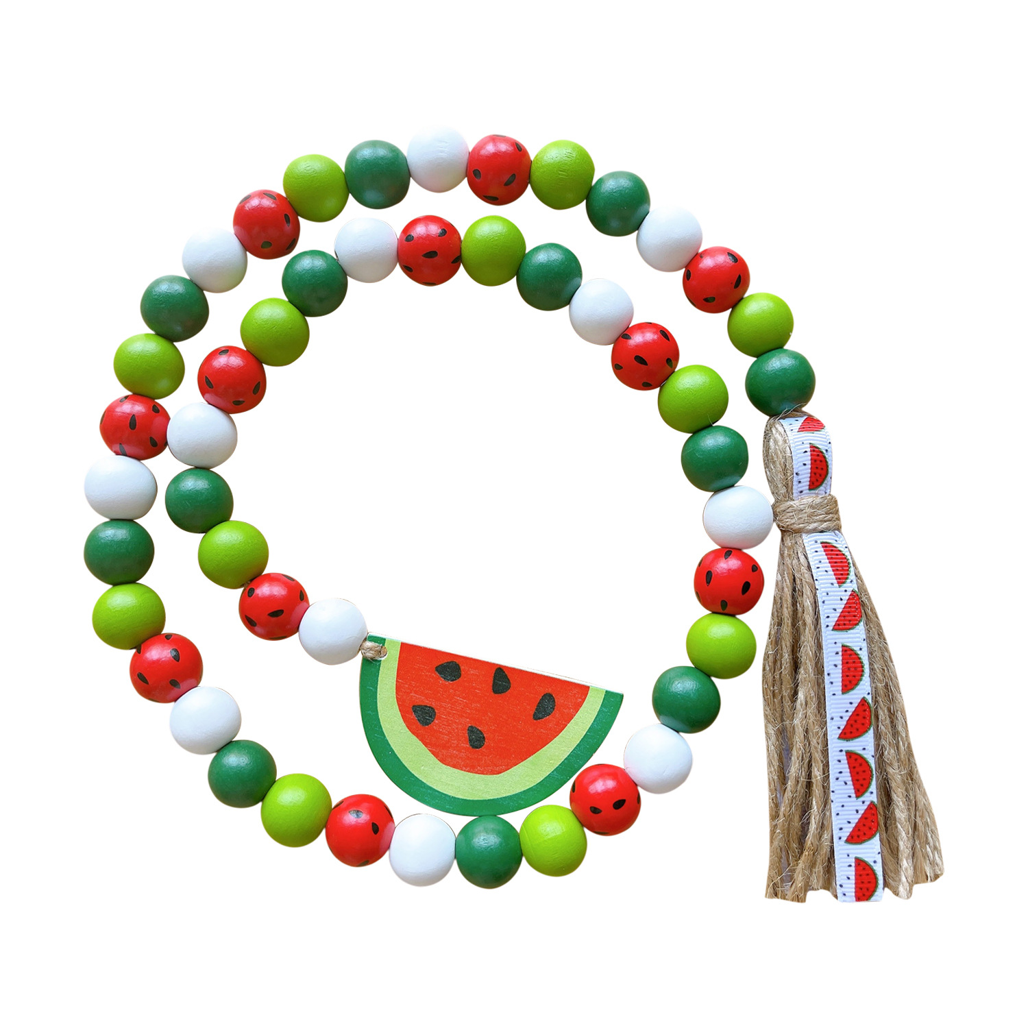 ins decoration Nordic style watermelon fruit wooden beads creative hemp rope tassel beads children's home decoration hanging ornaments