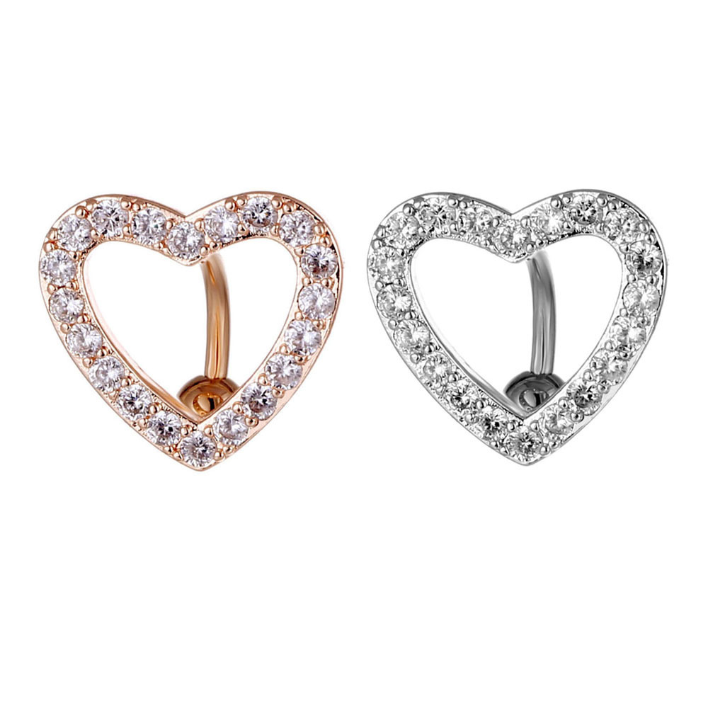 Peach belly button nail European and American fashion puncture jewelry heart-shaped zircon belly button ring love belly button buckle