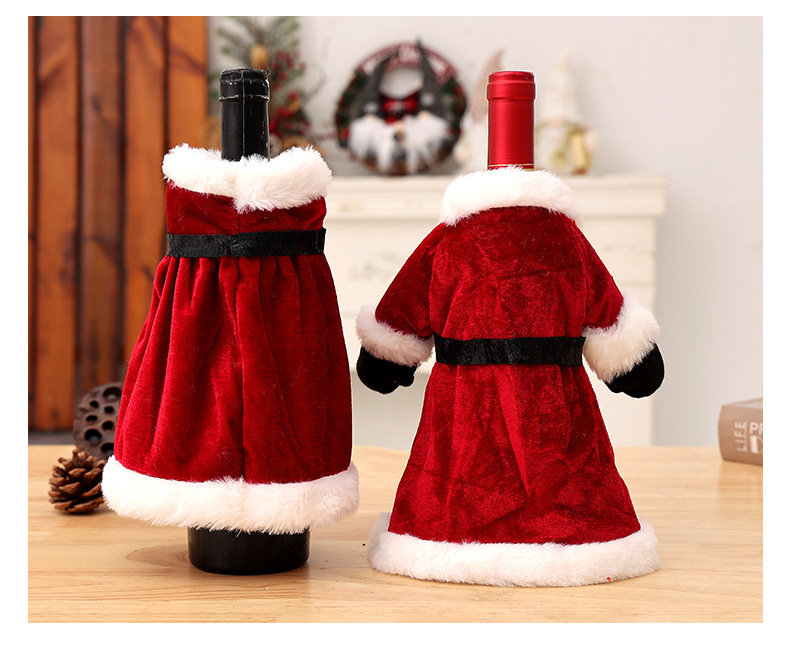 Décorations de Noël transfrontalières neuves Robe Robe Ensemble de bouteilles de vin Ensemble de vin de Noël créatif Décoration de table à manger à domicile_voghion.com