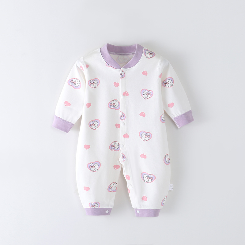Baby's Boneless Jumpsuit Spring and Autumn Newborn Baby's Long-sleeved Harper Climbing Wear Combed Cotton Printed Newborn Clothes