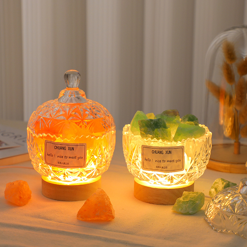 Crown Non-fire Aromatherapy Stones Ornaments Luminous Crystal Household Indoor Essential Oil Nightlight Fragrance New Year Gift