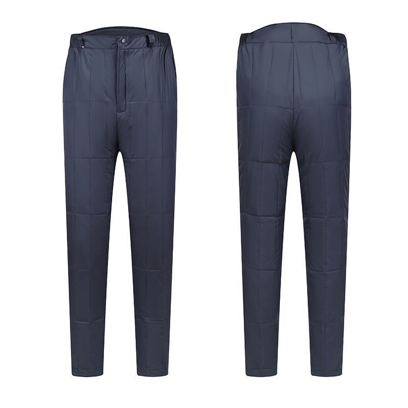 Factory wholesale middle-aged and elderly men's down pants one-piece delivery thickened plus size men's warm pants high waist men and women