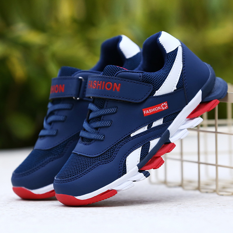 Boys shoes 2024 new autumn leather blade shoes non-slip wear-resistant children's cotton sneaker breathable mesh shoes