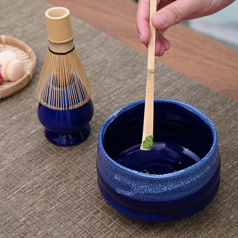 Matcha Bowl Tea Set Pure White Bamboo Baibenli Four-piece Set Boxed Cherry Blossom Tea Set Japanese-style Song Dynasty Tea