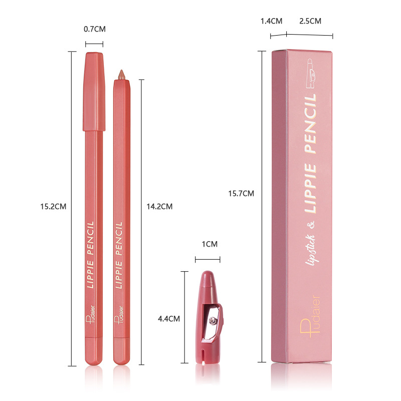 Cross-border Pudaier matte lip liner waterproof non-stick non-smudging bite lip makeup 12-Color Matte Lip Pencil lipstick pen