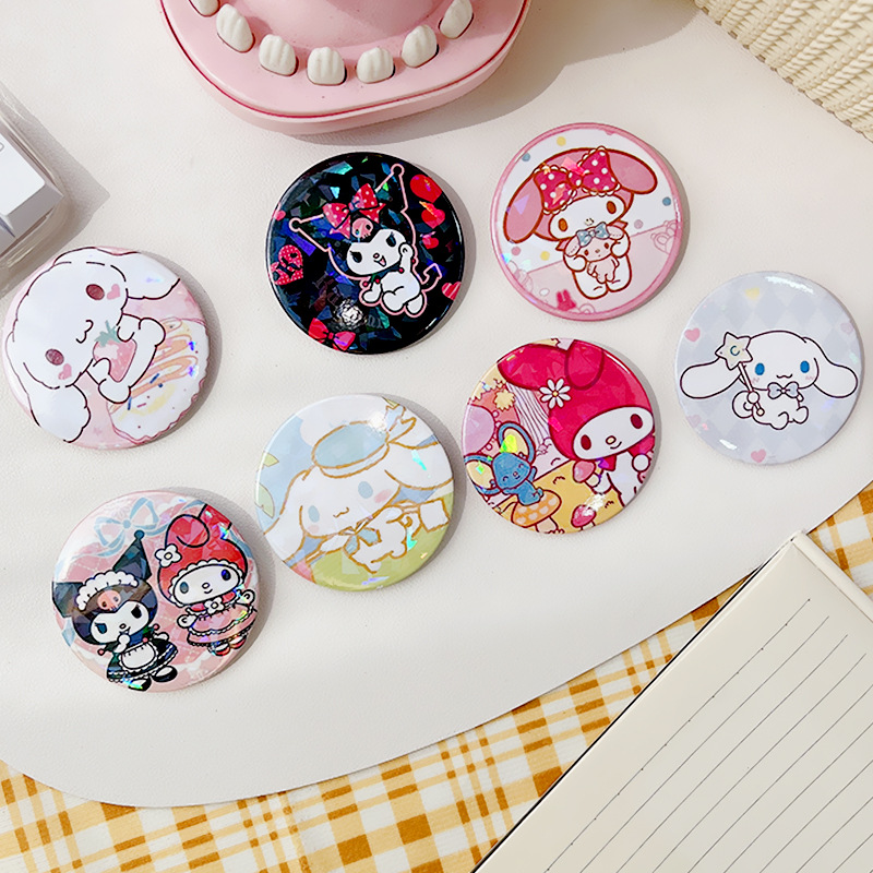 Sanrio Laser Badge Kuromi Cartoon Brooch ins Sweet Cute Daily All-match Bag Accessories Wholesale