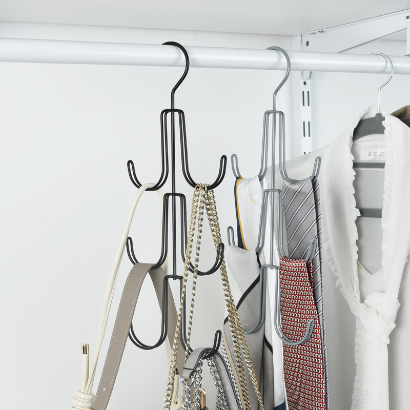 Multifunctional Wrought Iron Bag Hanger Belt Silk Scarf Hook Space-saving Household Cloakroom Storage Scarf Belt Rack