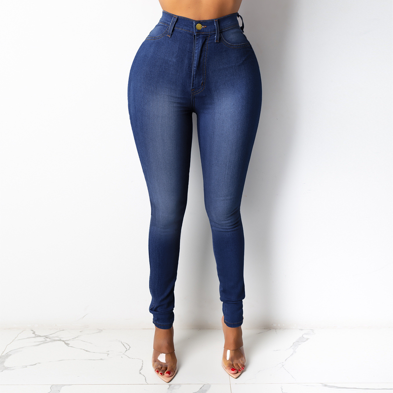 European and American women's 2023 cross-border Amazon WISH AliExpress women's jeans high waist slim pencil pants