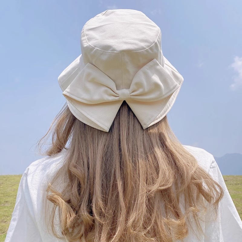 Hat Women's Korean-style Summer Japanese-style Trendy Bow Instagram Style All-match Sun-protection UV-protection Fisherman Hat