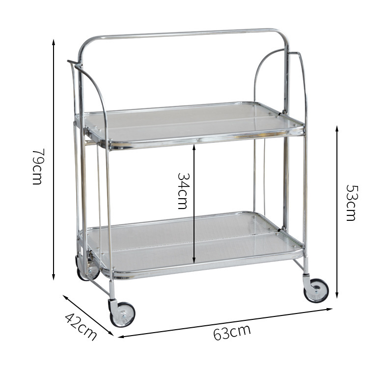 インスタイルヴィンテージ小型プッシュカート写真小道具折りたたみモバイルコーヒーテーブル透明ステンレス鋼収納ラックリビングルーム|undefined