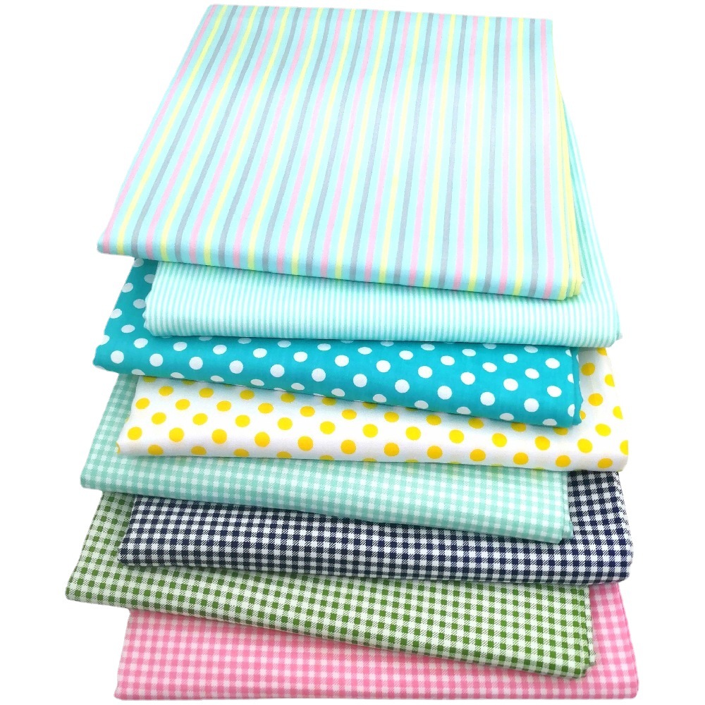 Cotton twill printed fabric DIY hand patchwork plaid polka dot stripe cotton bedding fabric spot wholesale