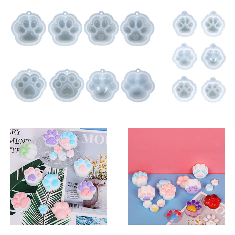 DIY單個迷你貓爪硅膠模具磨砂鏡面款單個貓爪鑰匙扣模具