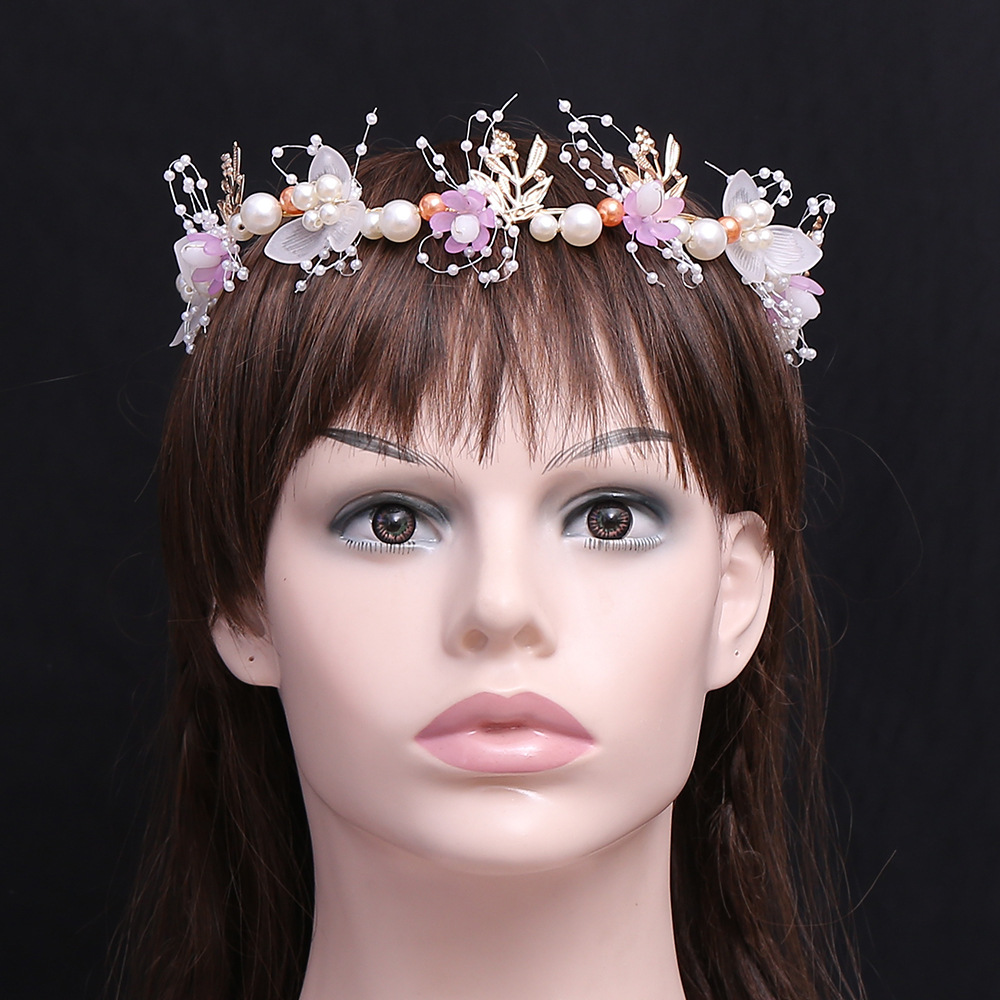 Mori Princess Garland children's crown headdress Super fairy wedding flower girl head flower headband bride exquisite headband hairpin