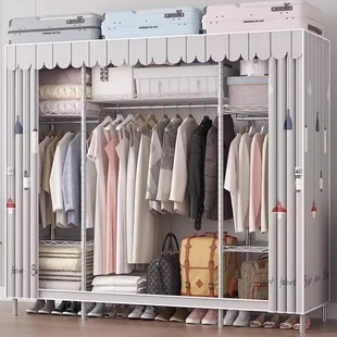 Cross-border Simple Wardrobe Household Bedroom Rental Room Storage Cabinet Strong and Durable Cloth Wardrobe Wardrobe Hanger