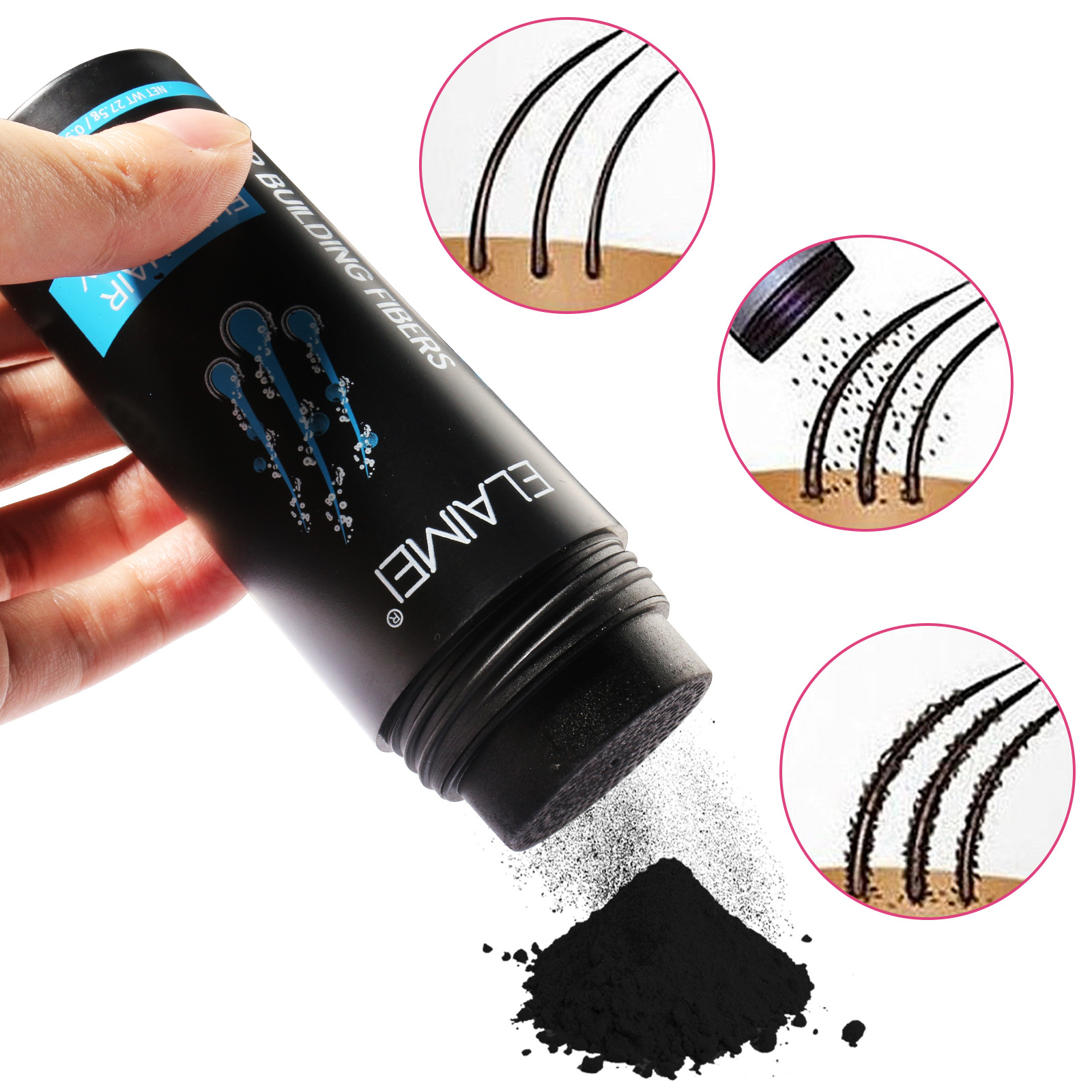 Elamei Hair Growth Fiber Powder Redressing Spray Hair Powder Instant Redressing Thick and Rapid Growth