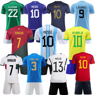 2022 World Cup Club Soccer Clothes Men's and Women's Adult Children's suit Printed Messi Ronaldo Soccer Clothes