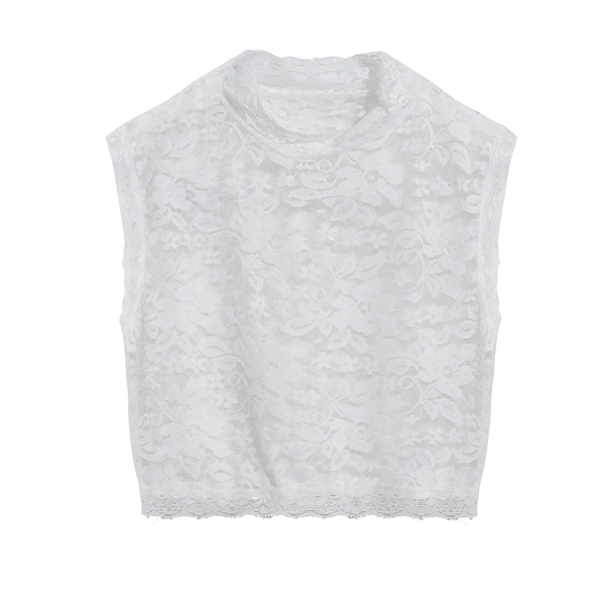 New Lace Fake Collar Women Autumn and Winter High Elastic Lace Pullover Large Size Base Vest Decorative Lace Collar