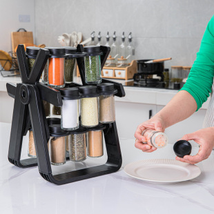 18 Jar Ferris Wheel Rotating Glass Seasoning Rack Set Seasoning Bottle Seasoning Jar Spice Jar Seasoning Bottle with Bottle