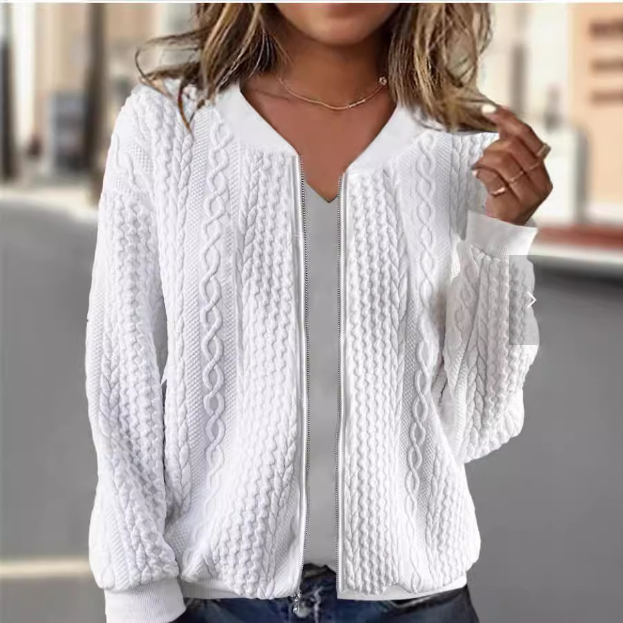 2023 European and American Foreign Trade Cross-border New Amazon wish Women's Jacket Jacquard Long Sleeve Casual Short Jacket