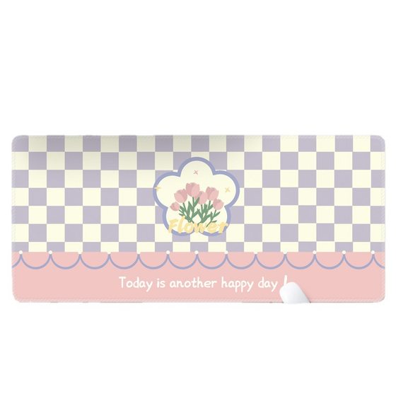 Oversized ins Style Plaid Mouse Pad Cute Flower Bear Laptop Keyboard Pad Office and Study Desk Pad