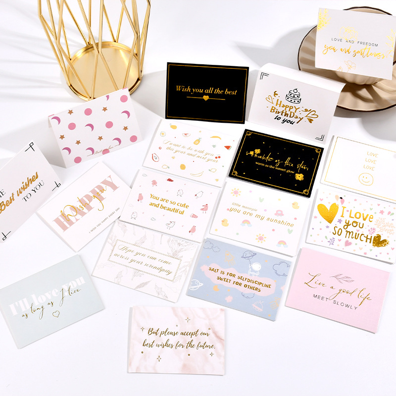 Mother's Day greeting cards ins style Valentine's Day flower shop creative bronzing small greeting cards folded in half greeting cards wholesale factory direct sales