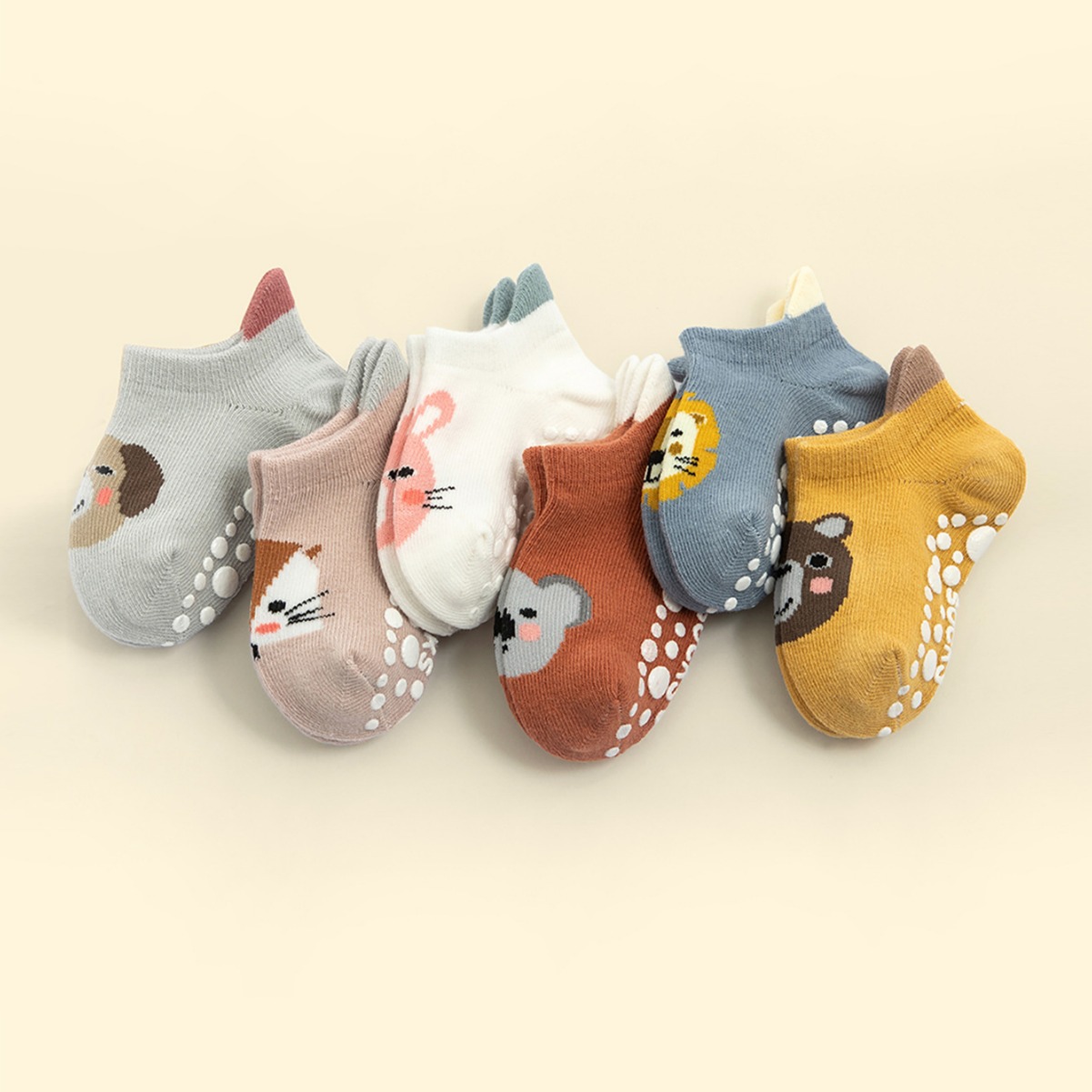 Cross-border exclusive for 6 pairs of baby children, boys and girls baby non-slip floor socks cartoon dispensing socks