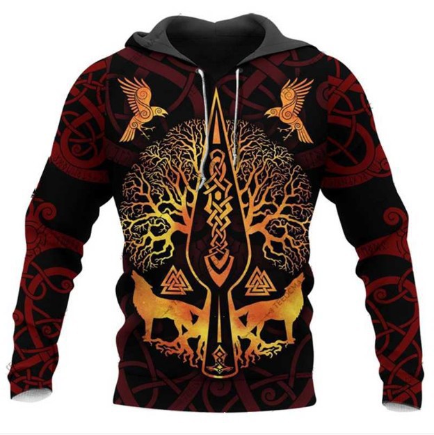 Fashion Hot Cross-border 3D Sweater Men's Viking Warrior Series Printed Street Fashion Classic Hoodie