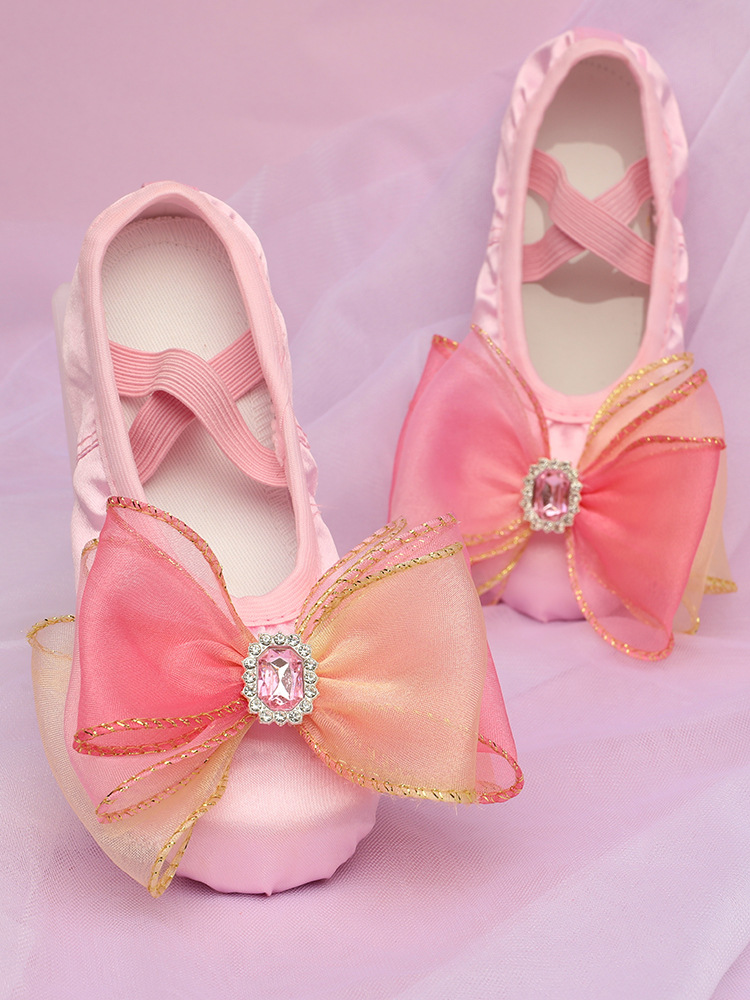 Blue Dancing Shoes Women's Soft-soled Children's Classical Chinese Ballet Special Dancing Shoes for Girls Claw 8037