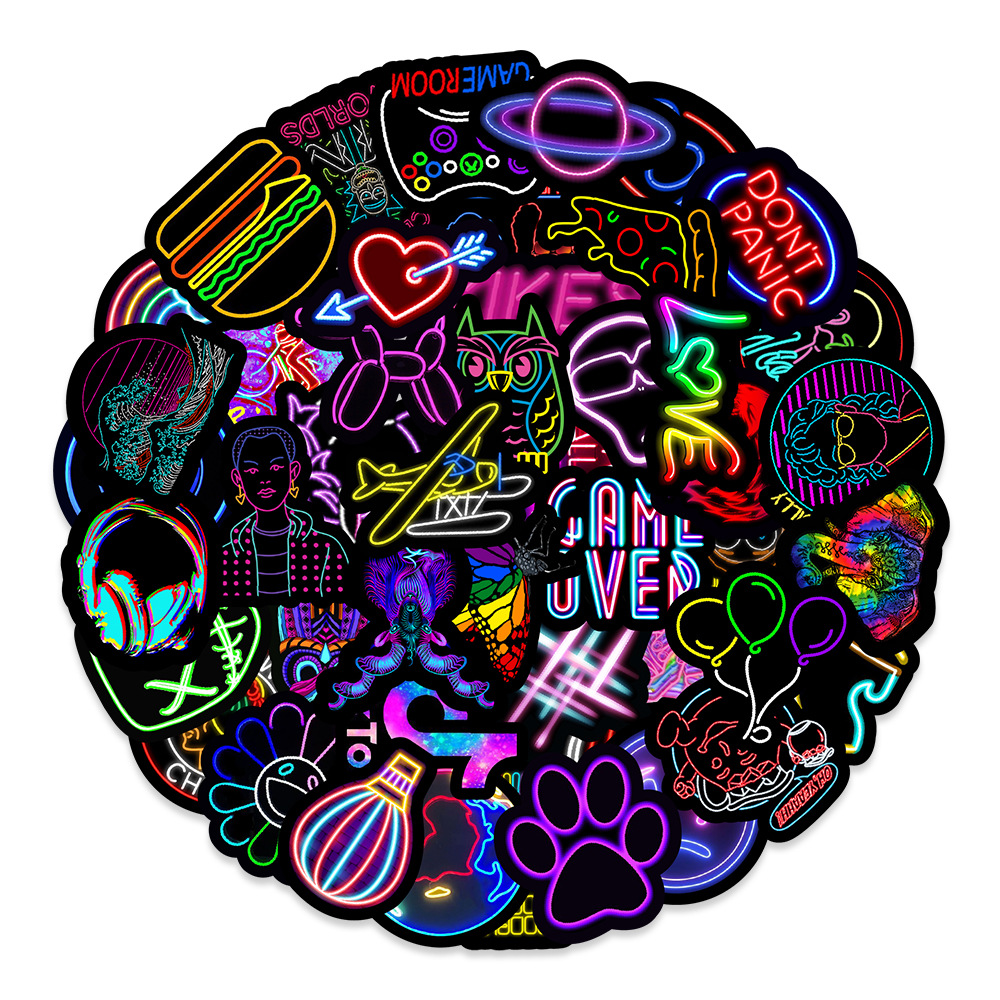 50 new neon graffiti stickers car mobile phone computer notebook Cup decorative stickers wholesale