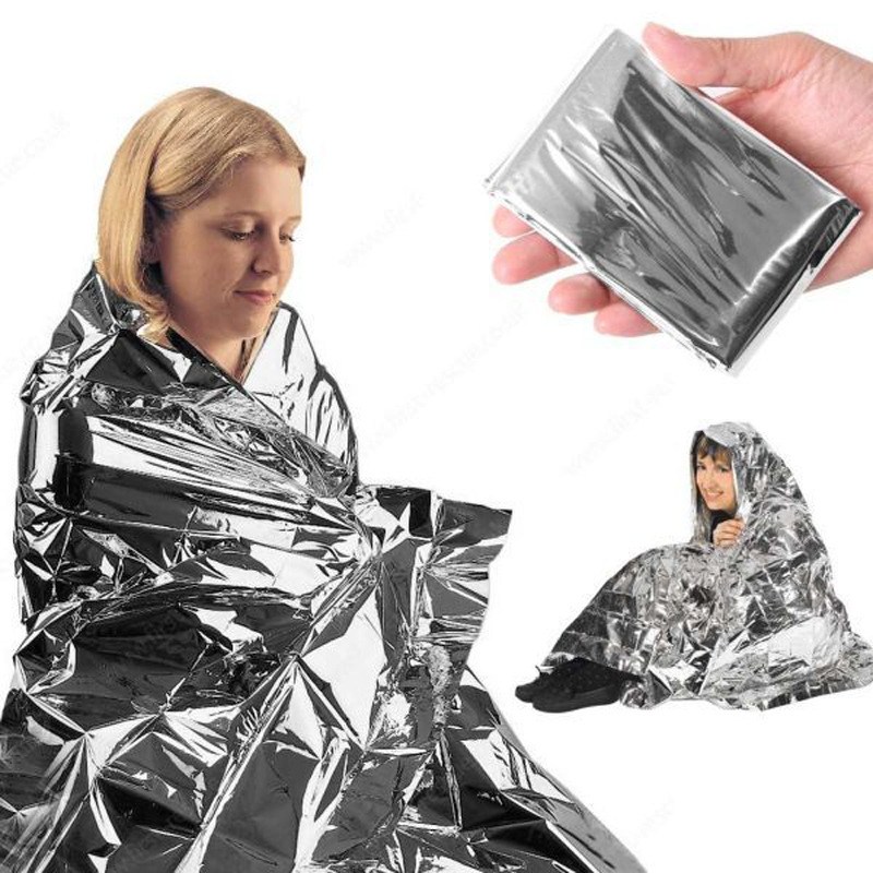 Outdoor portable 130 * 210PET silver emergency blanket emergency blanket life-saving insulation blanket sunscreen blanket Survival Outdoor