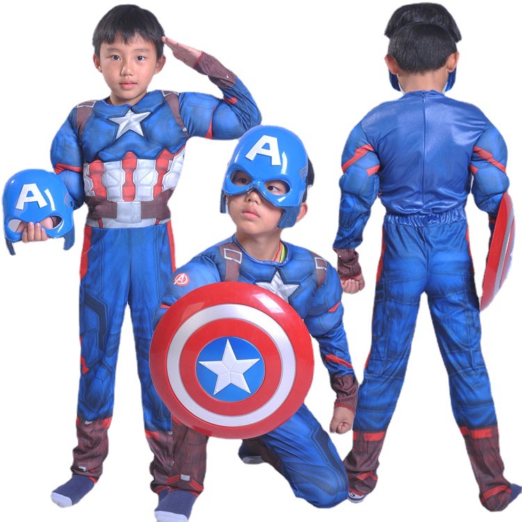 2022萬聖節演出服cosplay兒童美國隊長服裝 衣服舞會派對表演服