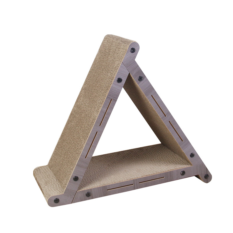 New wholesale vertical triangle cat scratch board density board wooden cat nest corrugated paper scratch-resistant cat toys