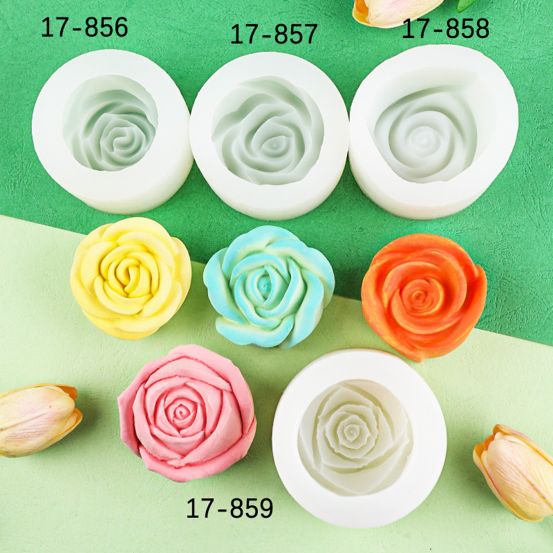 Diyバラの花香薫ろうそく石膏置物シリカゲル金型滴糊粘土砂糖チョコレートケーキ金型|undefined