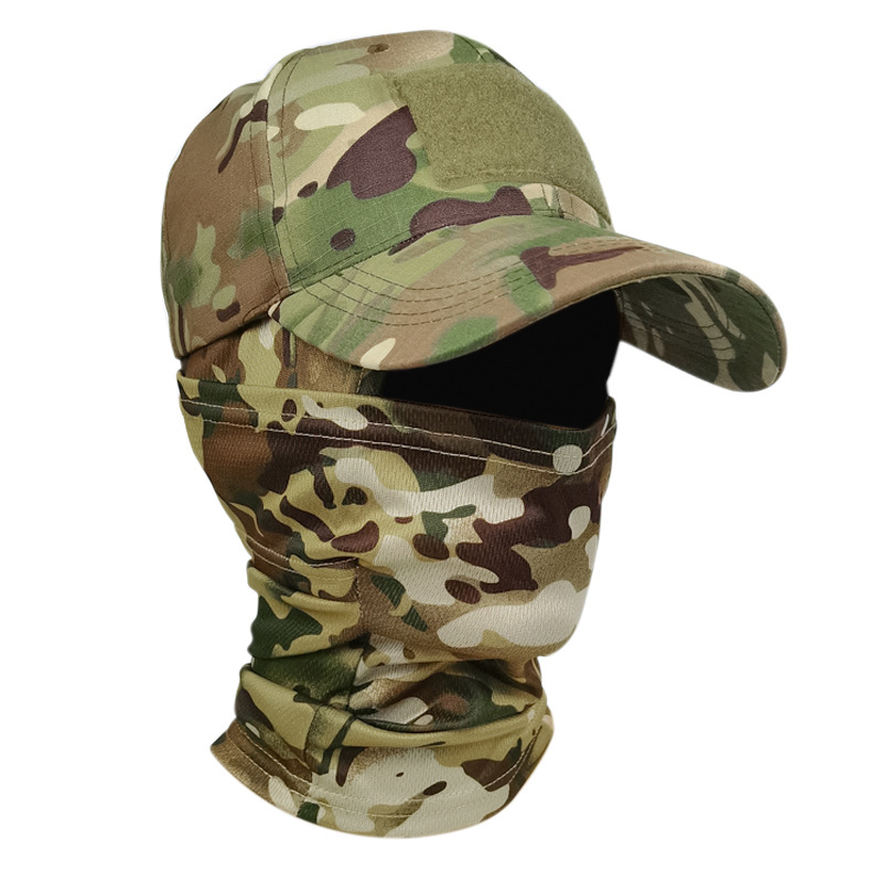 Cross Border Camouflage Baseball Cap Mask Outdoor Mountaineering Hunting Fishing Sunscreen Cap Tactical Army Fan Baseball Cap