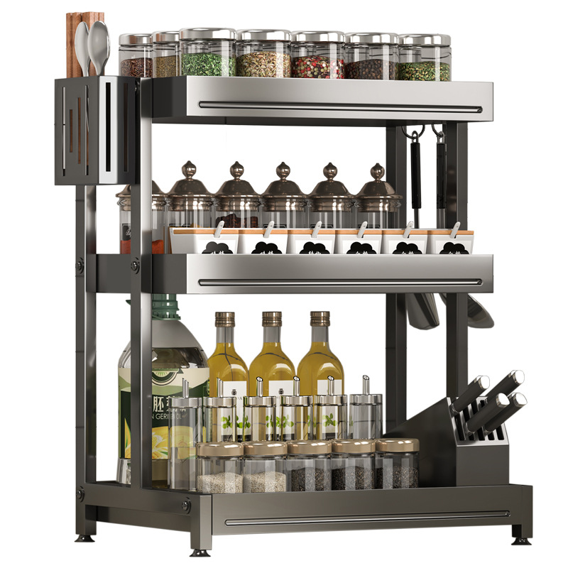 Kitchen Seasoning Rack Table Top Seasoning Rack Multifunctional Seasoning Seasoning Oil Salt Sauce Vinegar Storage Rack Rack