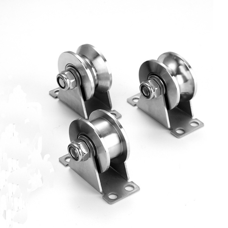 304 stainless steel tripod rail wheel wire rope lifting pulley door and window track sliding door pulley roller