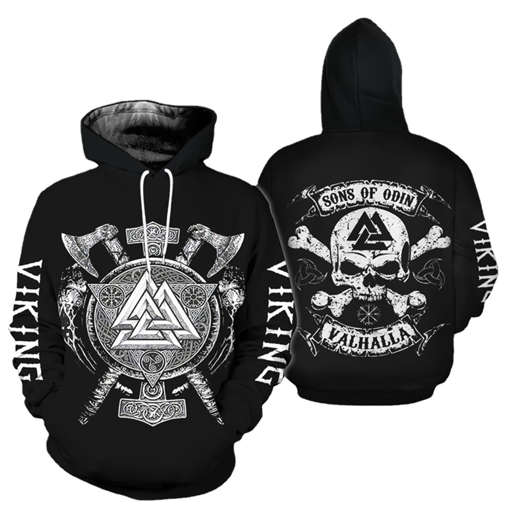 Fashion Hot Cross-border 3D Sweater Men's Viking Warrior Series Printed Street Fashion Classic Hoodie