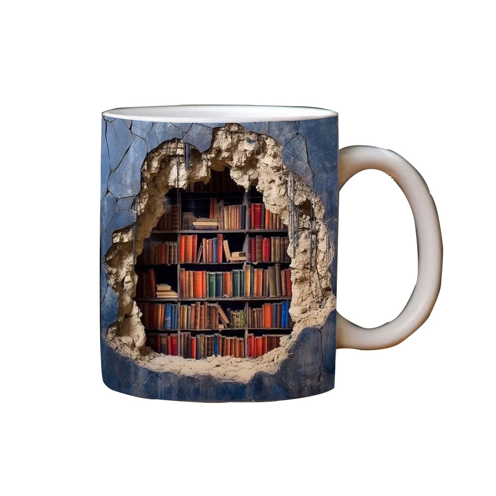 Cross-border new ceramic 3D Bookshelf Mug creative space design multi-purpose Mug