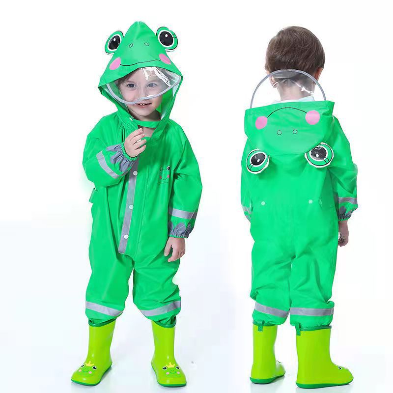 Children's Raincoat Boys and Girls Kindergarten Cartoon Raincoat One-piece Poncho Internet Popular Raincoat Set Raincoat Backpack