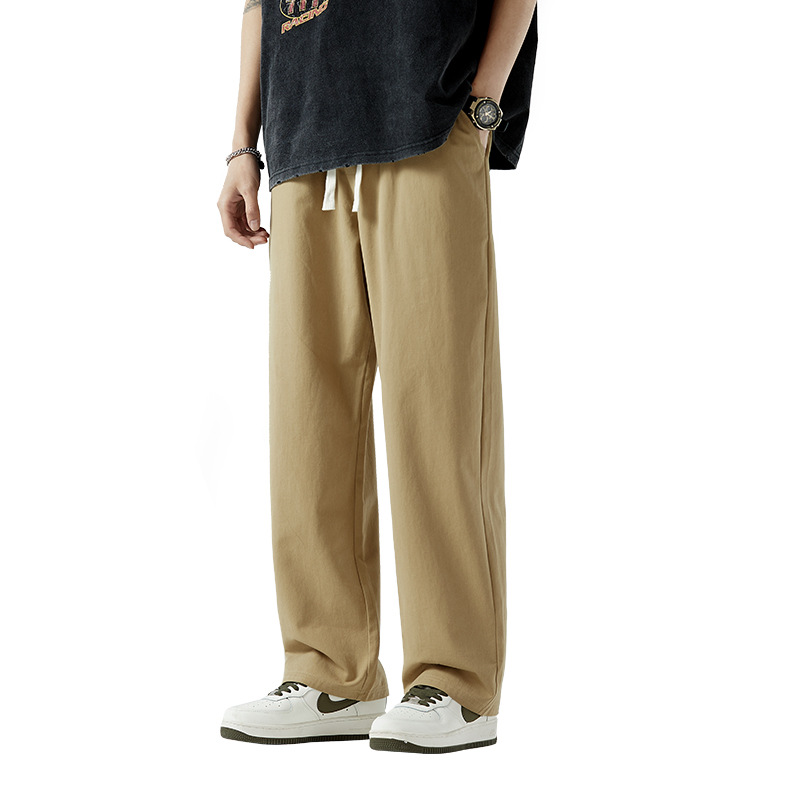 Pure Cotton Casual Pants Men's Spring and Autumn Loose Straight Slim-fit Pants Men's Spring 2023 New All-match Long Pants