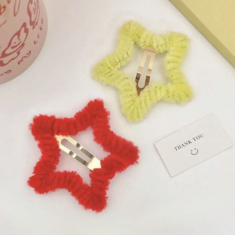 Large Plush hairpin star hairpin girl dopamine all-match BB clip broken hair bangs clip side hairpin hair accessories
