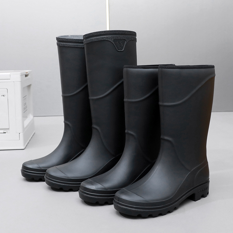 Men's Fashion Waterproof Shoes Construction Site High Rubber Boots Adult Rain Shoes Men's Middle Barrel Labor Protection Rain Boots PVC Cross-border Rubber Shoes
