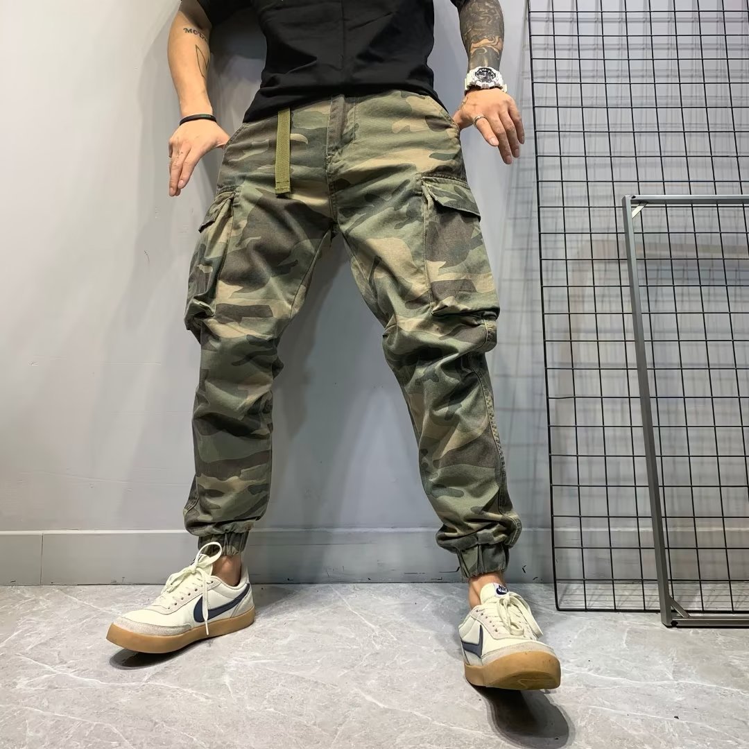 2024 casual pants men's overalls trousers fashionable mid-waist fashion fashion brand Youth popular loose fashion New
