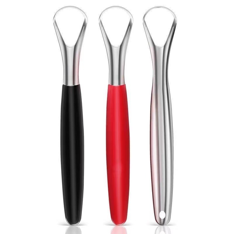 Stainless steel tongue scraper portable tongue coating cleaner tongue brush to remove bad breath adult oral care tool