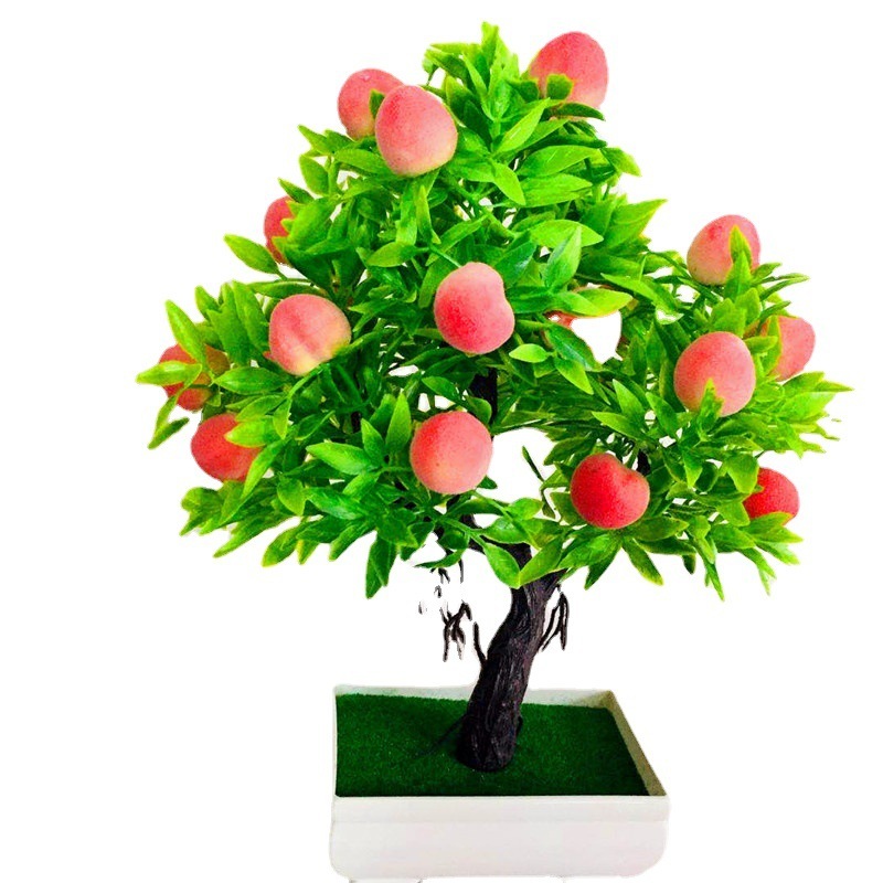 植物の造花鉢植えのシミュレーション果物23粒の赤い桃の鉢植えの家の机の置物の卸売り|undefined